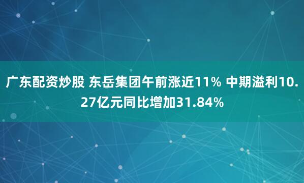 广东配资炒股 东岳集团午前涨近11% 中期溢利10.27亿元同比增加31.84%